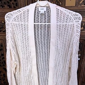 OLD NAVY OFF WHITE KNIT LONG SLEEVE OPEN CARDIGAN SWEATER SMALL